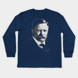 Theodore Roosevelt Black and White Kids Long Sleeve T-Shirt